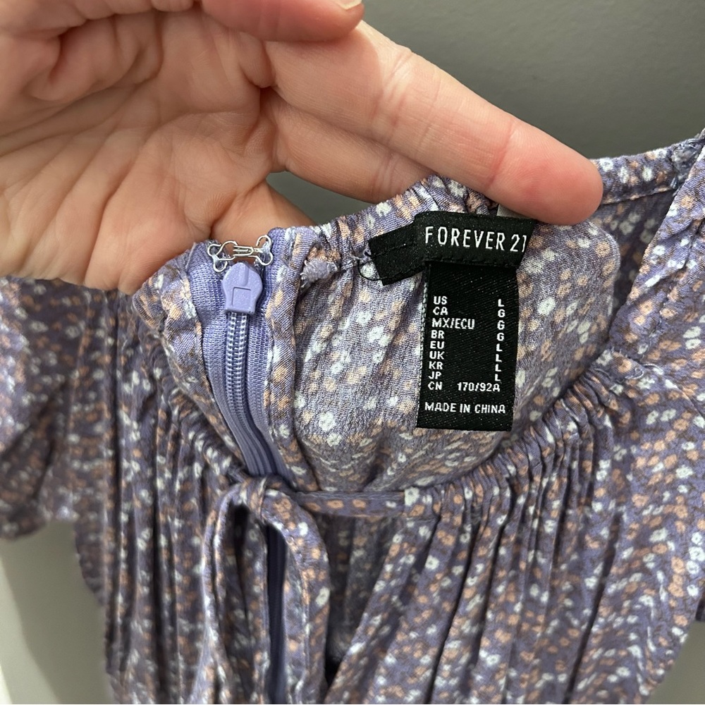 Forever 21 Purple Floral Mini Dress-Lg - Picture 5 of 6